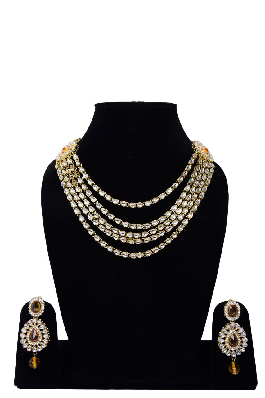 Namokriti Designer Multi-Strand Kundan Necklace Set with Earrings | Wedding & Festive Wear